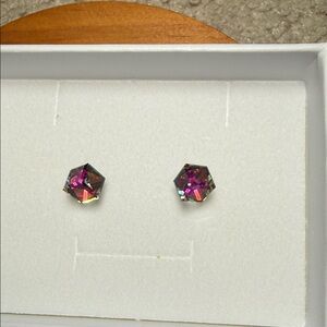 Elegant Multicolor 925 Silver Crystal Stud Earrings